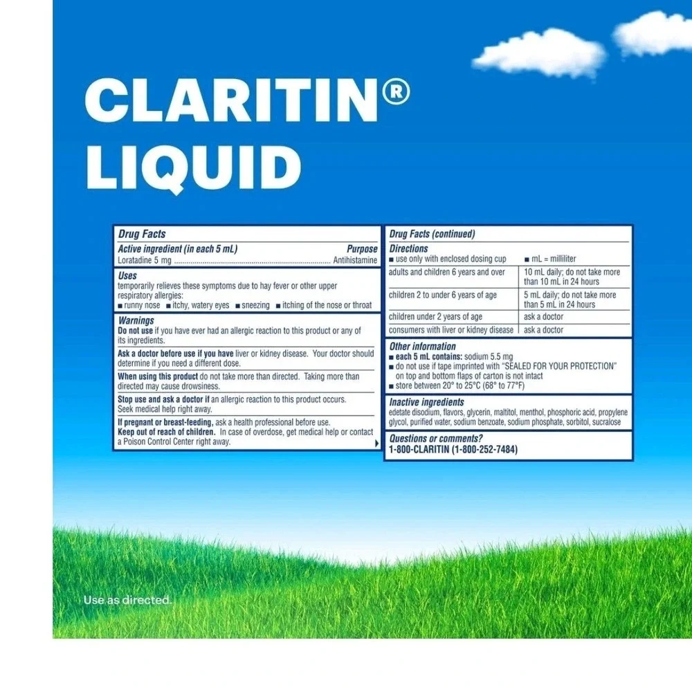 Claritin COOLING HONEY Flavored Liquid 24hr Non-Drowsy Allergy Medicine, 8 FL OZ